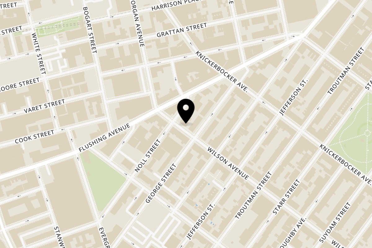 Map showing the location of Your Way Cafe on 17 Wilson Ave in Brooklyn